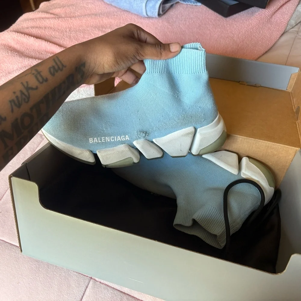 Balenciaga Light Blue Sock Sneakers - Picture 4 of 4